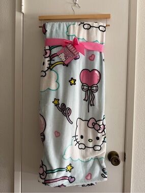 Hello Kitty Pink & Light Blue Cartoon Plush Throw